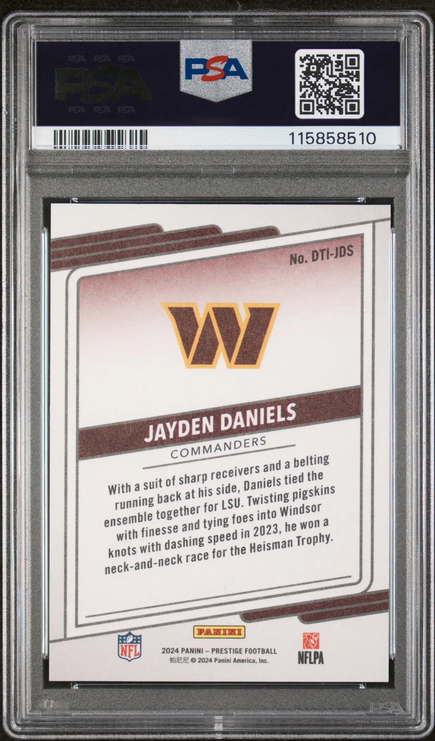 2024 Panini Prestige Dressed To Impress NFL Draft Rookie Jayden Daniels PSA 10 