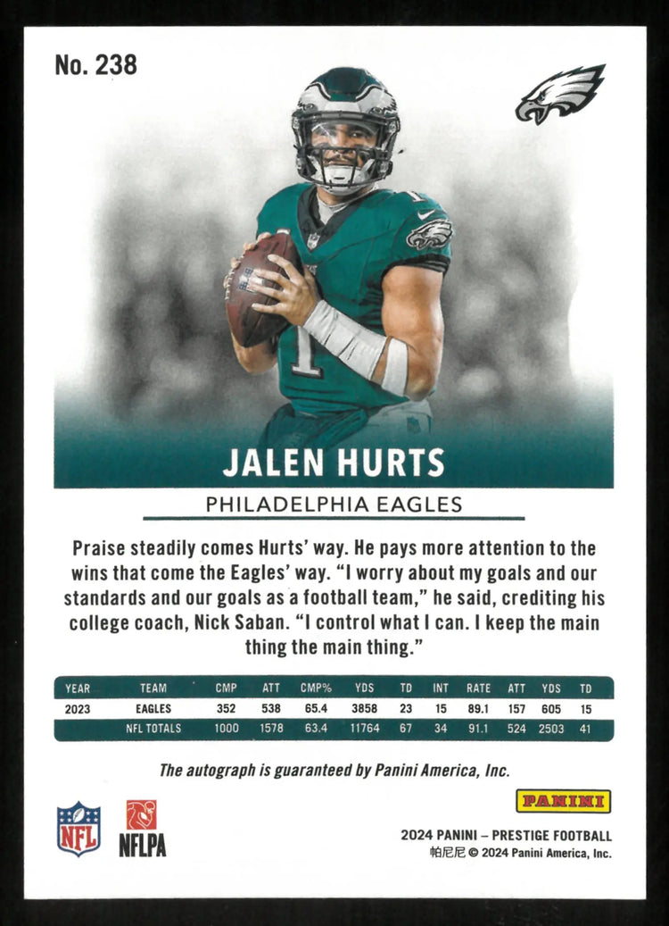 2024 Panini Prestige Xtra Points Auto Jalen Hurts /10 