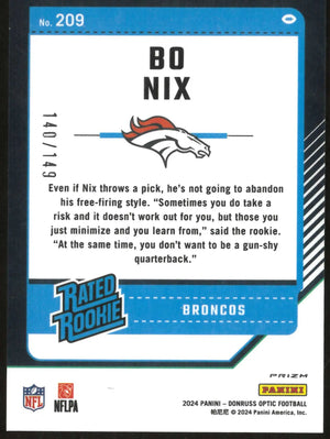 2024 Panini Prizim Rated Rookie Bo Nix Flex RC /149 