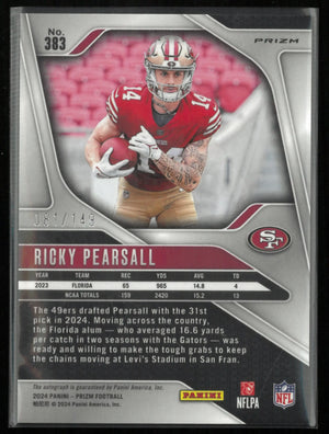 2024 Panini Prizim Rookie Autograph Ricky Pearsall Auto Red Wave /149 RC 