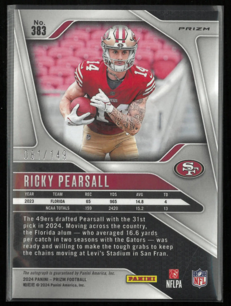 2024 Panini Prizim Rookie Autograph Ricky Pearsall Auto Red Wave /149 RC 