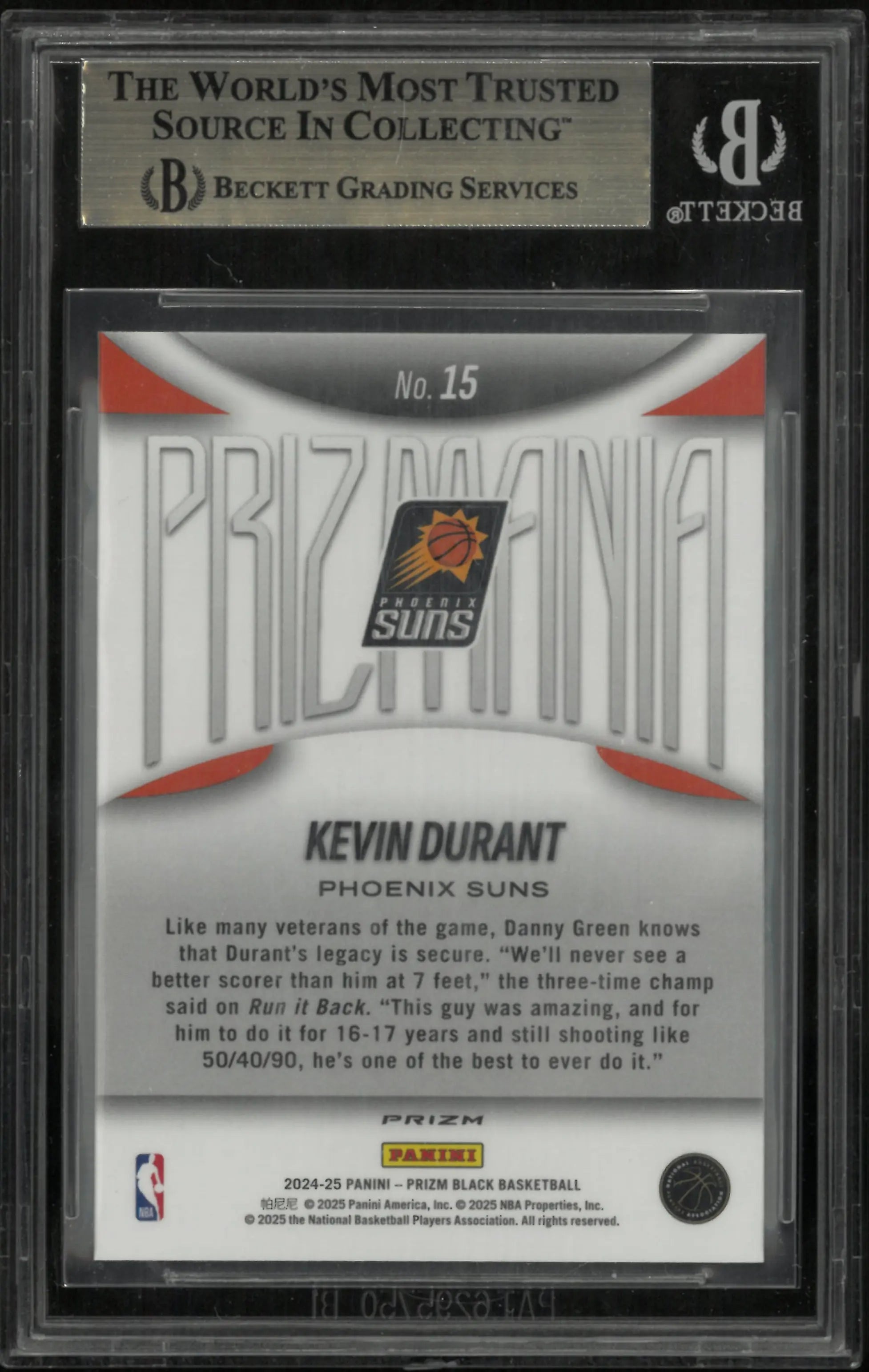 2024 Panini Prizm Basketball Kevin Durant Prizmania #15 BGS 9.5 