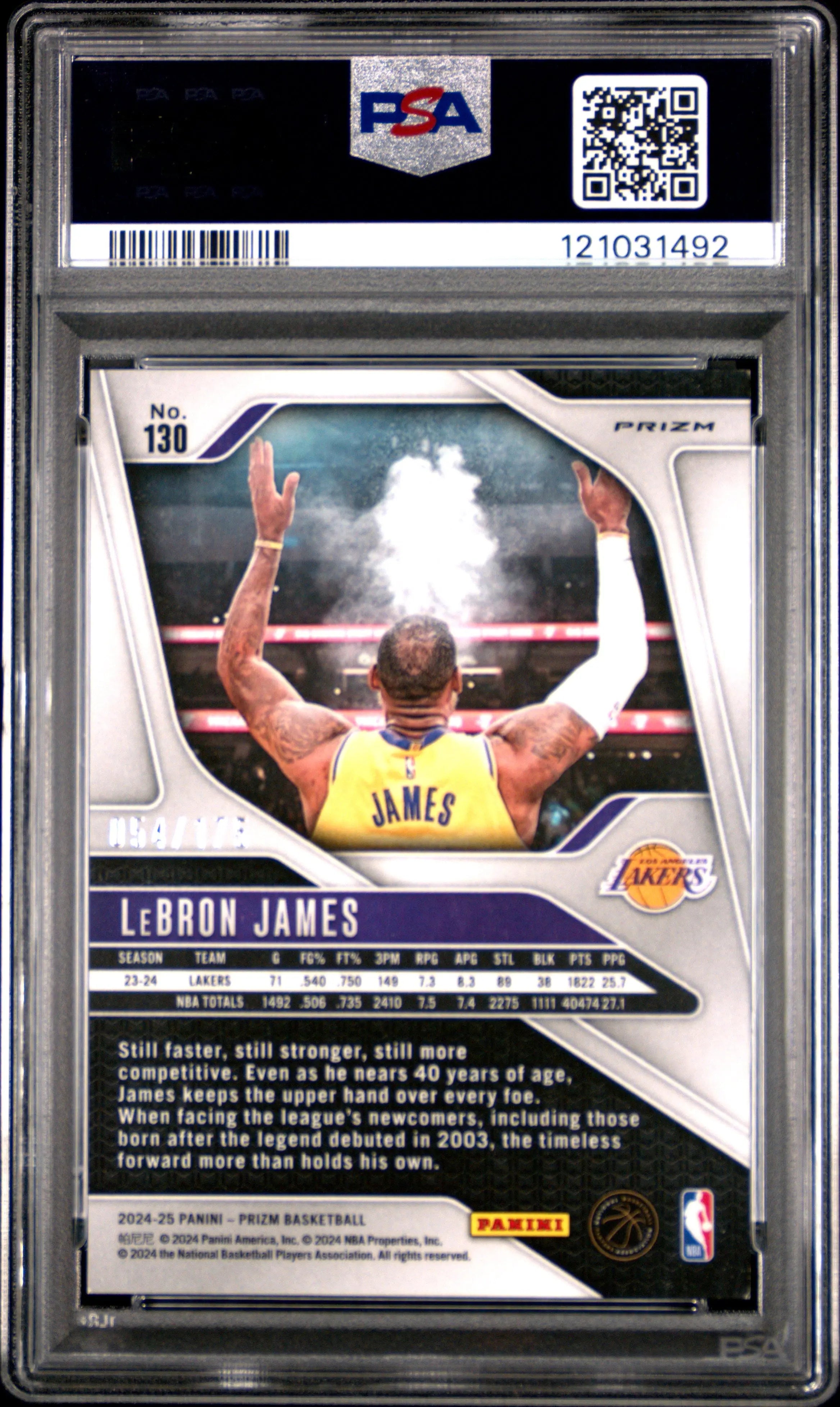 2024 Panini Prizm Basketball LeBron James #130 White Prizm PSA 9 /175 
