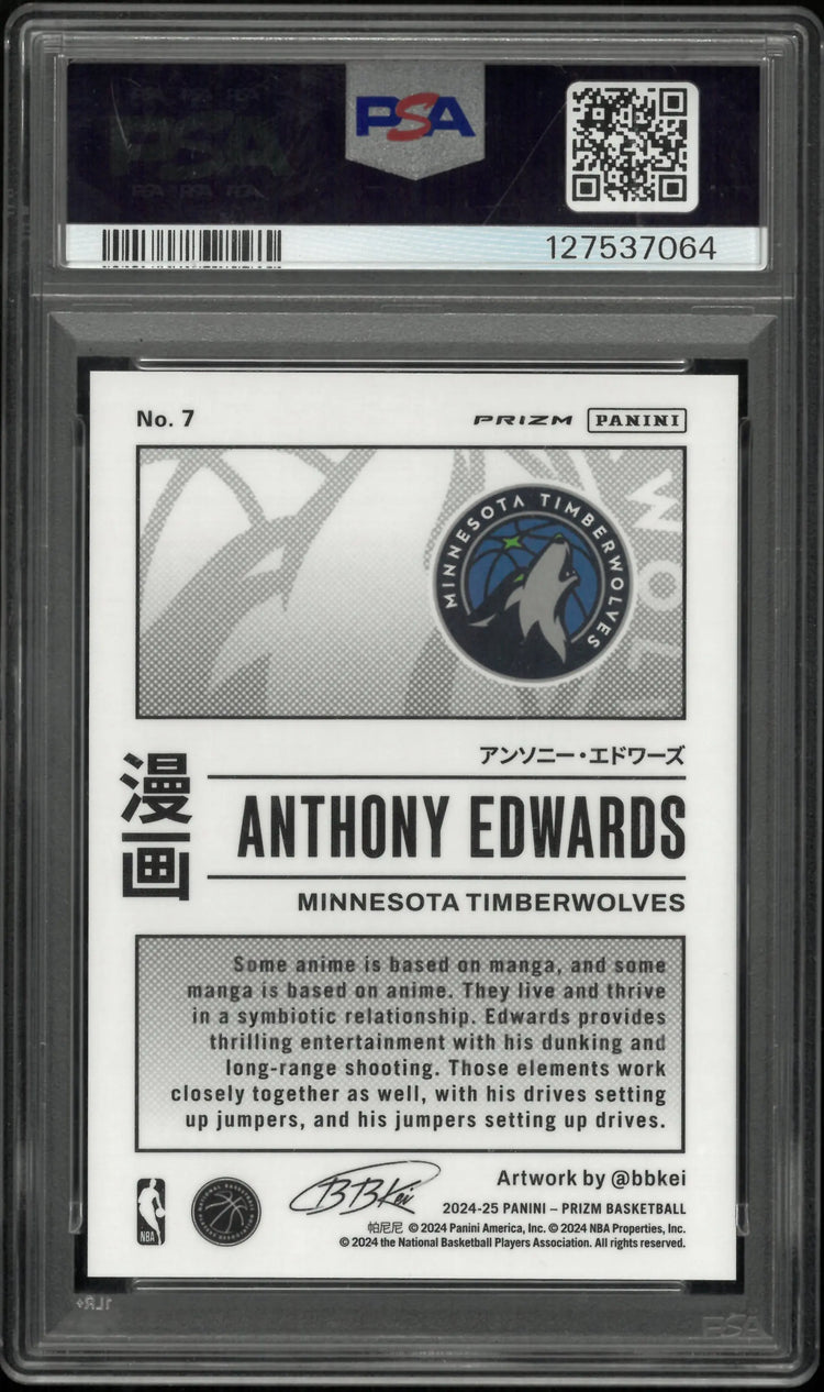 2024 Panini Prizm Basketball Manga Anthony Edwards #7 PSA 9 