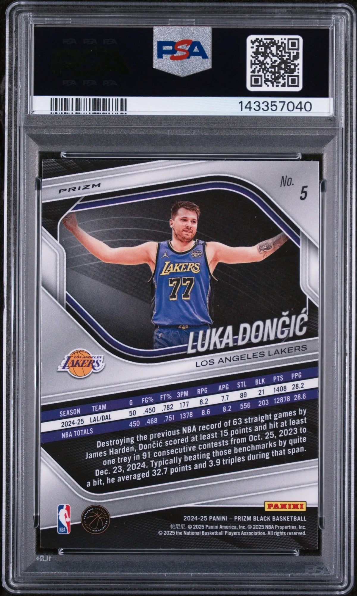 2024 Panini Prizm Black Luka Doncic Pulsar PSA 10 