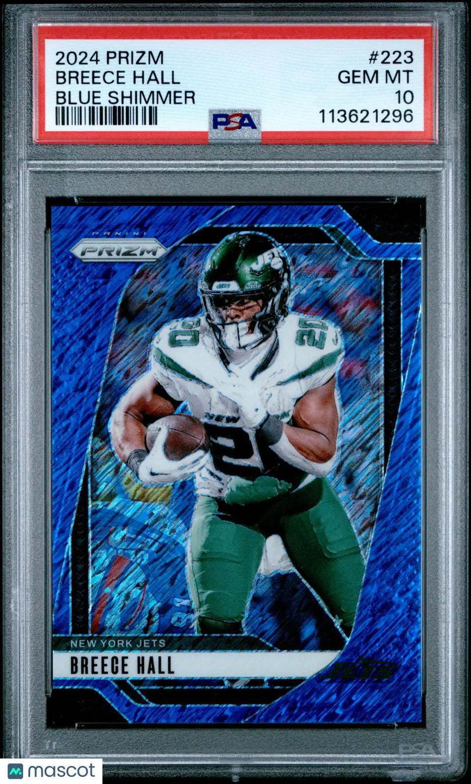 2024 Panini Prizm Breece Hall Blue Shimmer /25 PSA 10 