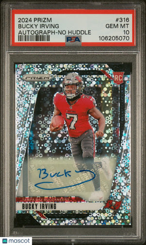 2024 Panini Prizm Bucky Irving Autograph Rookie Auto RC No Huddle PSA 10 