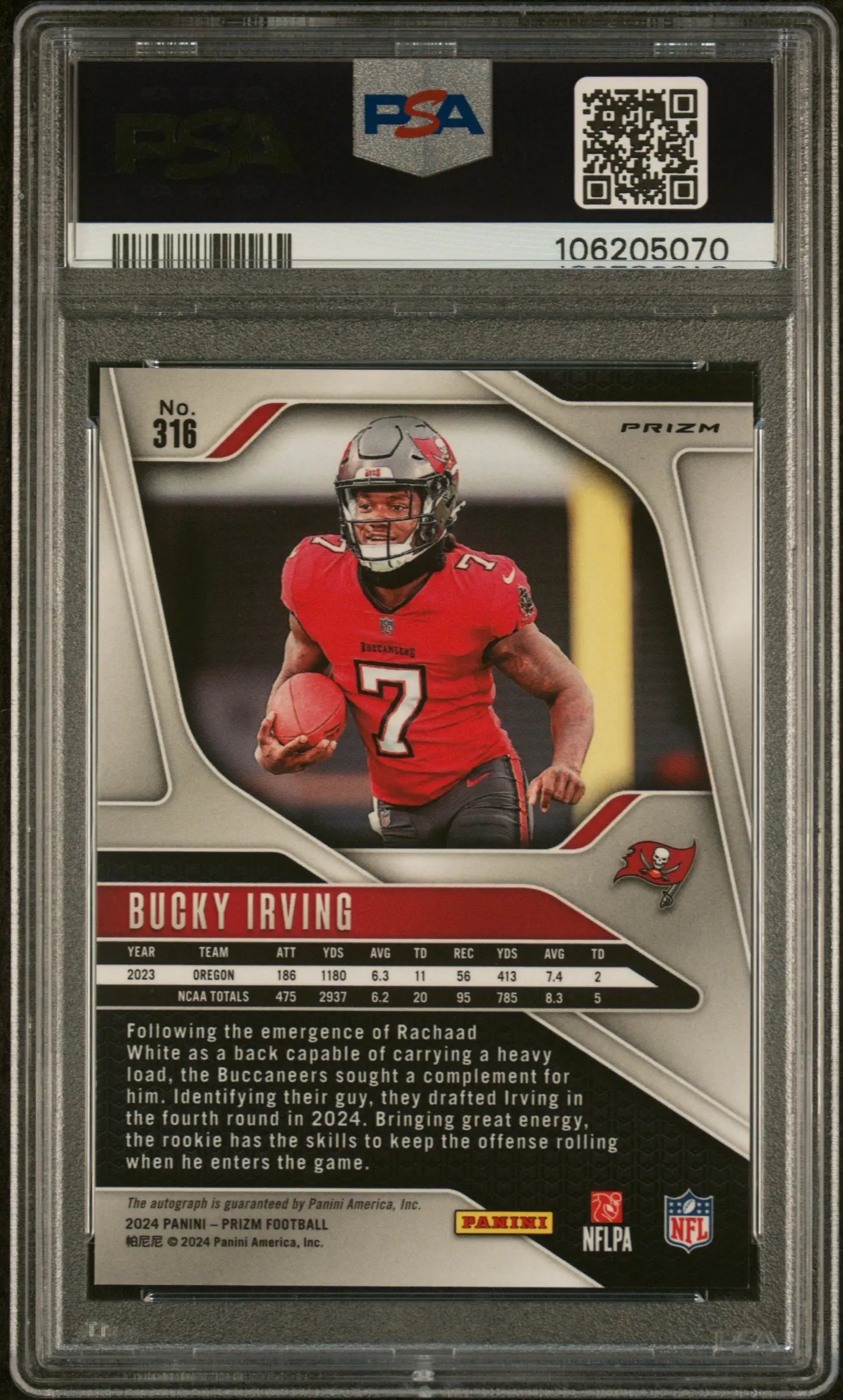2024 Panini Prizm Bucky Irving Autograph Rookie Auto RC No Huddle PSA 10 