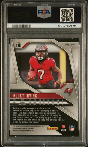 2024 Panini Prizm Bucky Irving Autograph Rookie Auto RC No Huddle PSA 10 