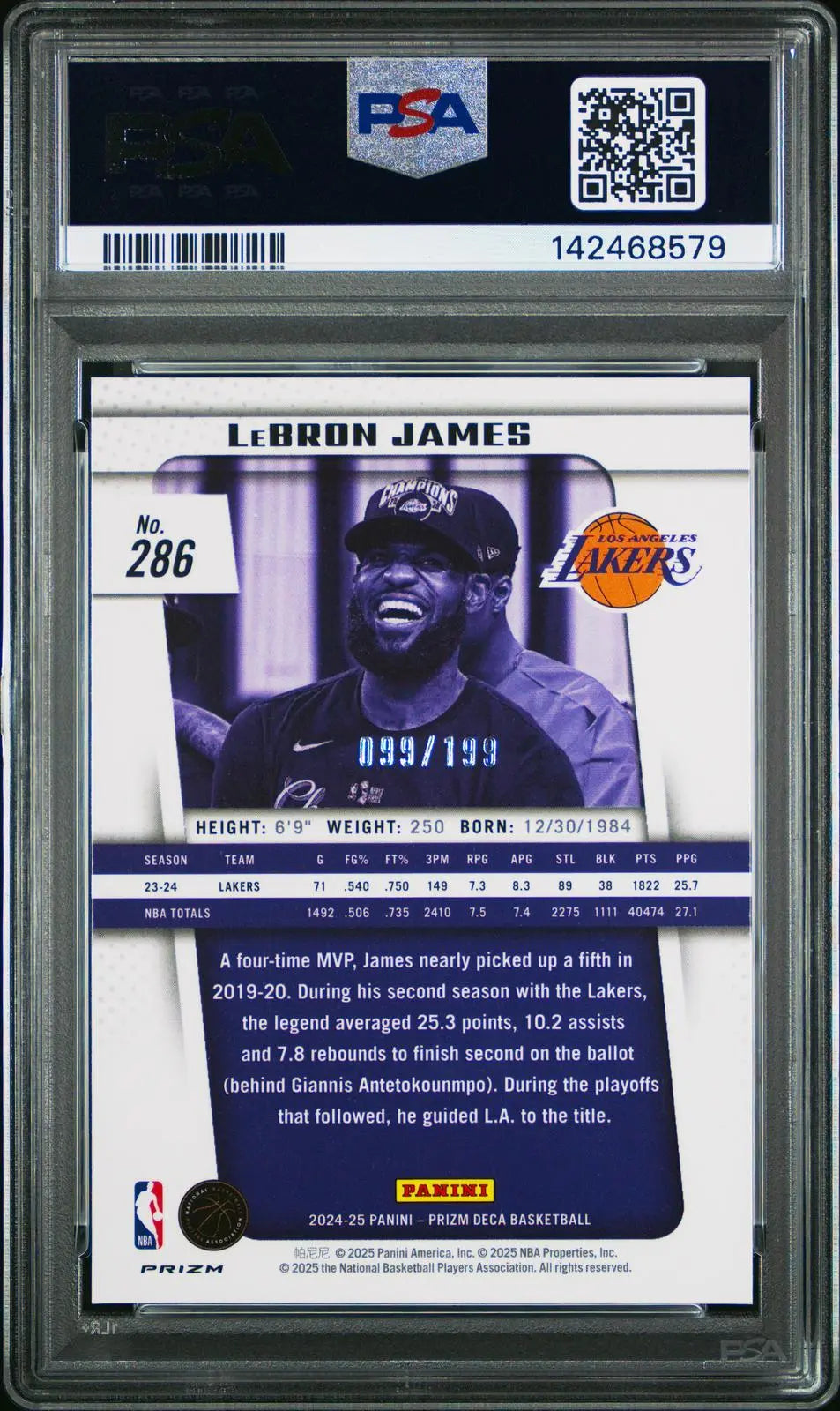 2024 Panini Prizm Deca MVP Lebron James Red Prizm /199 PSA 10 