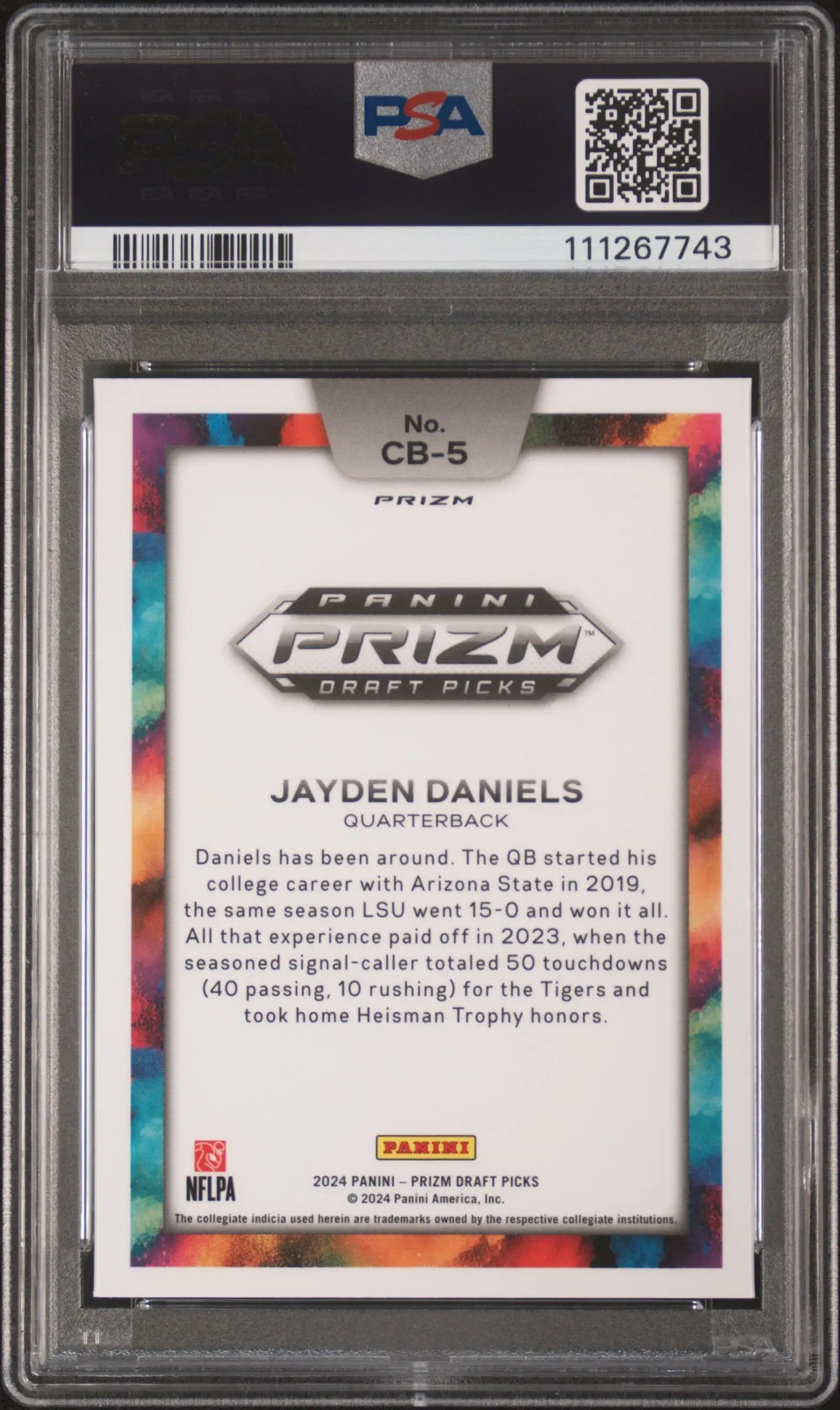 2024 Panini Prizm Draft Picks Black Color Blast Jayden Daniels #CB5 PSA 10 
