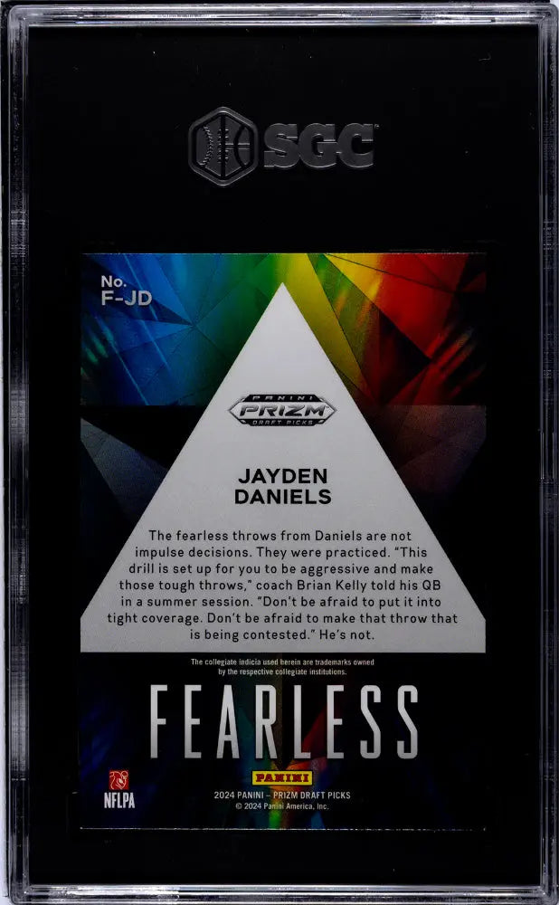 2024 Panini Prizm Draft Picks Jayden Daniels RC Rookie Fearless SGC 9.5 