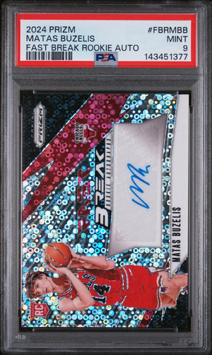 2024 Panini Prizm Fast Break Rookie Autographs Matas Buzelis Auto RC PSA 9 