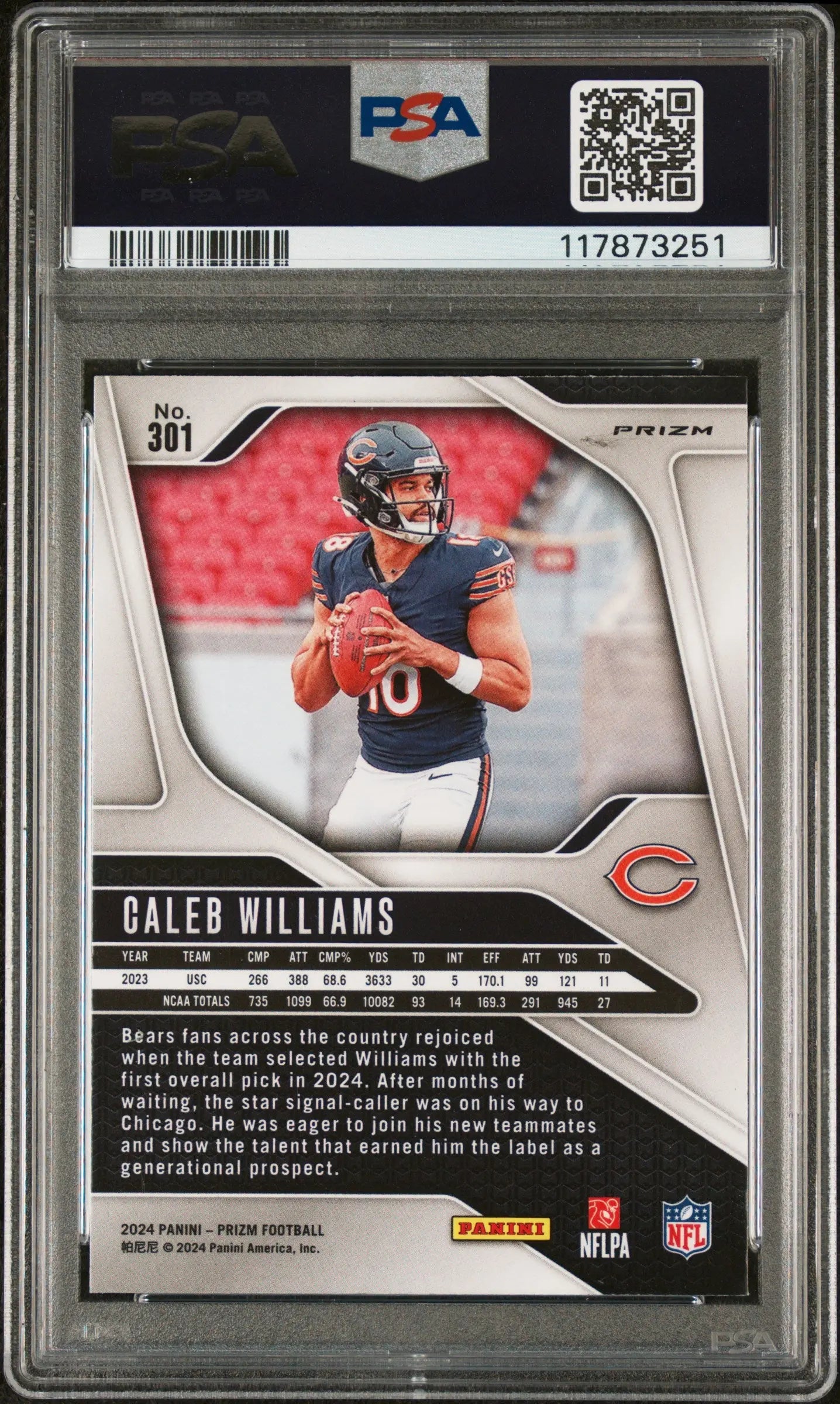 2024 Panini Prizm Caleb Williams RC Green Wave PSA 9