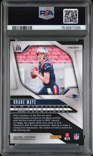 2024 Panini Prizm Football Drake Maye RC Rookie Blue Shimmer PSA 9 /25 