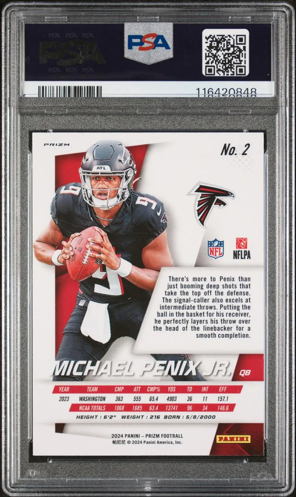 2024 Panini Prizm Football Flashback Rookie Michael Penix Jr. RC PSA 10 