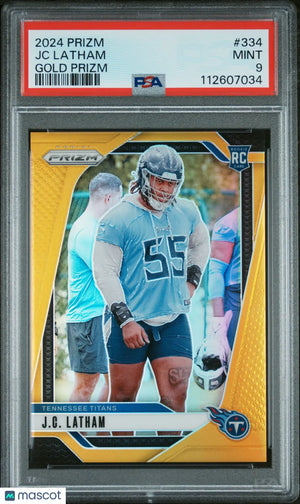 2024 Panini Prizm Football JC Latham RC Rookie Gold Prizm PSA 9 /10 