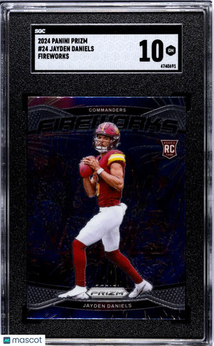 2024 Panini Prizm Football Jayden Daniels RC Rookie Fireworks SGC 10 