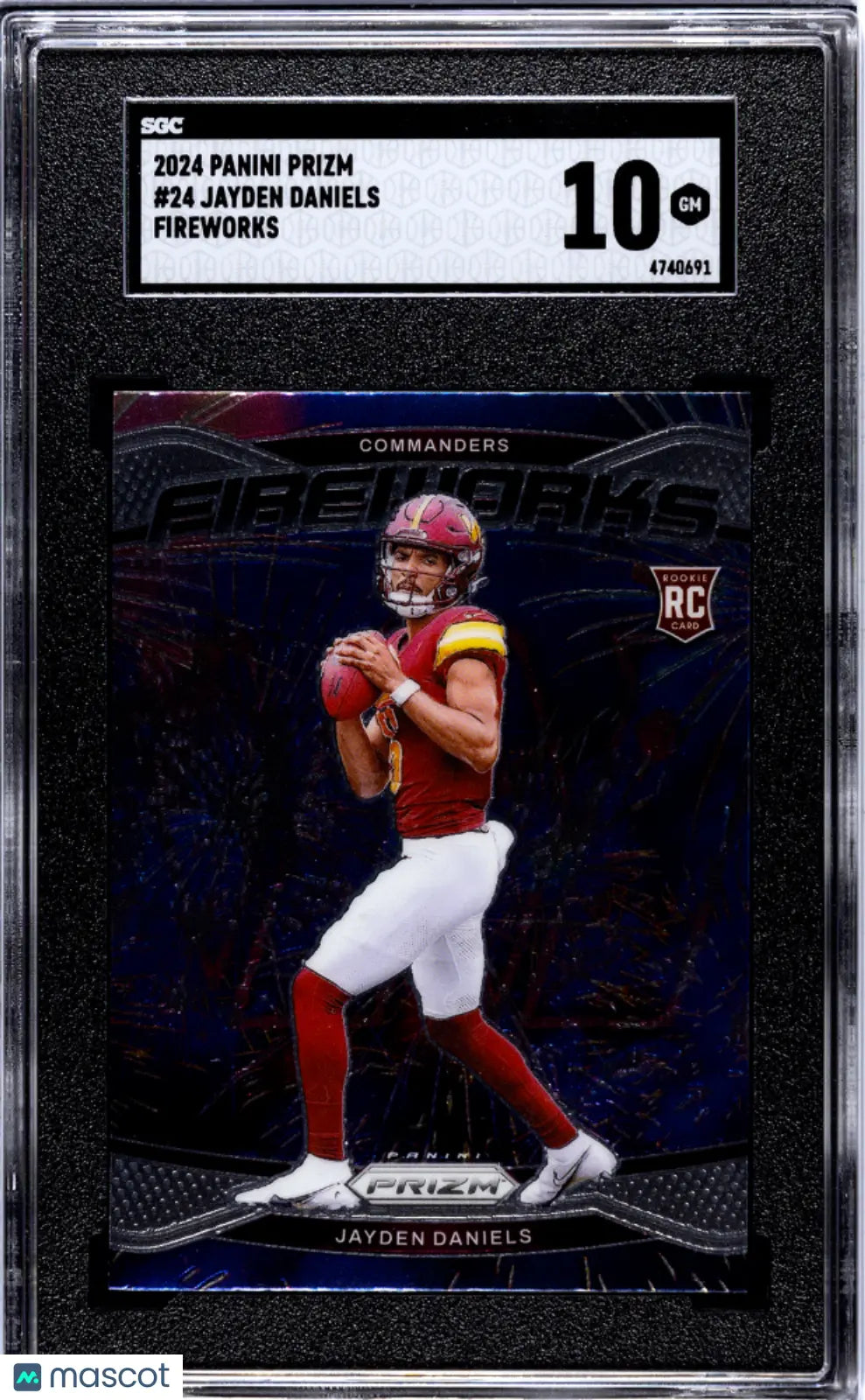 2024 Panini Prizm Football Jayden Daniels RC Rookie Fireworks SGC 10 