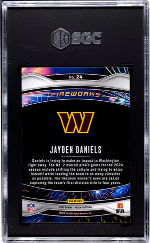 2024 Panini Prizm Football Jayden Daniels RC Rookie Fireworks SGC 10 