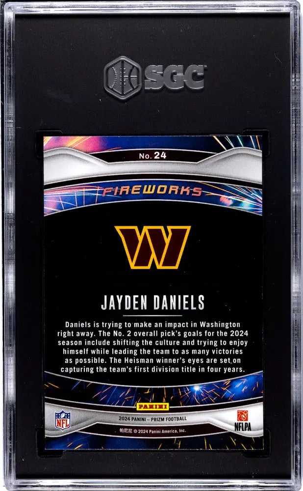 2024 Panini Prizm Football Jayden Daniels RC Rookie Fireworks SGC 10 