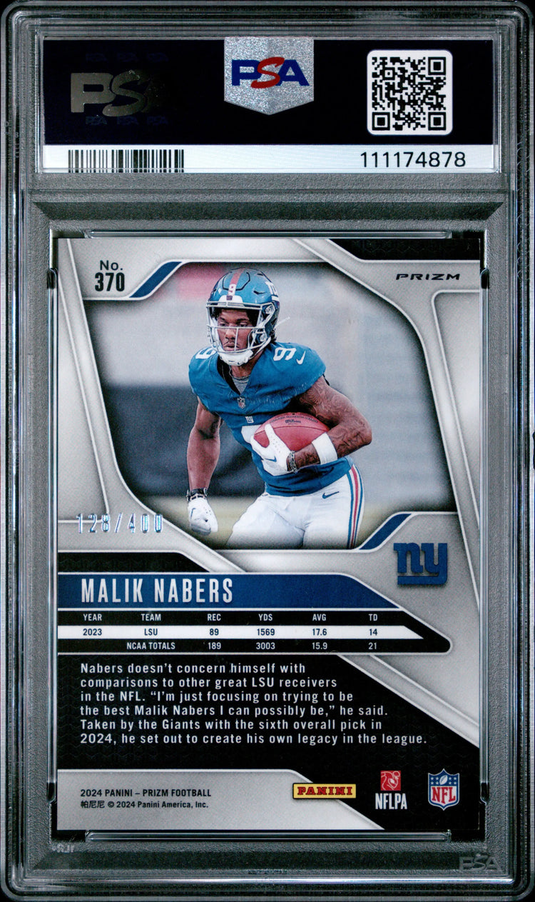 2024 Panini Prizm Football Malik Nabers RC Rookie Pandora PSA 9 /400 