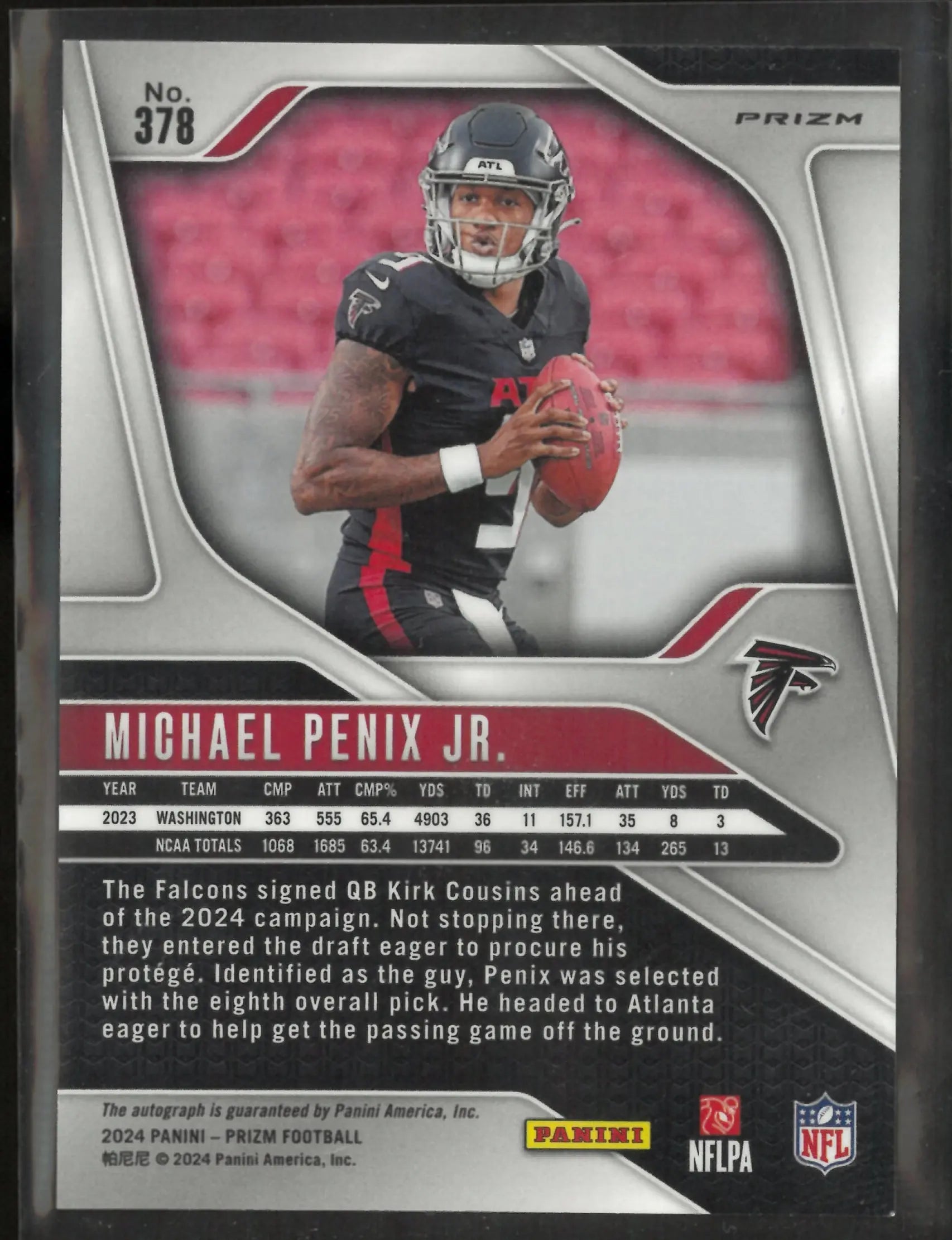 2024 Panini Prizm Football Michael Penix Jr. Autograph Rookie RC 