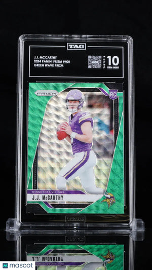 2024 Panini Prizm J.J. McCarthy RC Rookie Green Wave Prizm TAG 10 