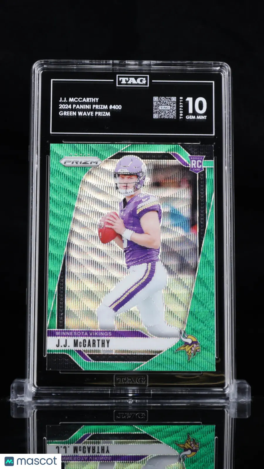 2024 Panini Prizm J.J. McCarthy RC Rookie Green Wave Prizm TAG 10 