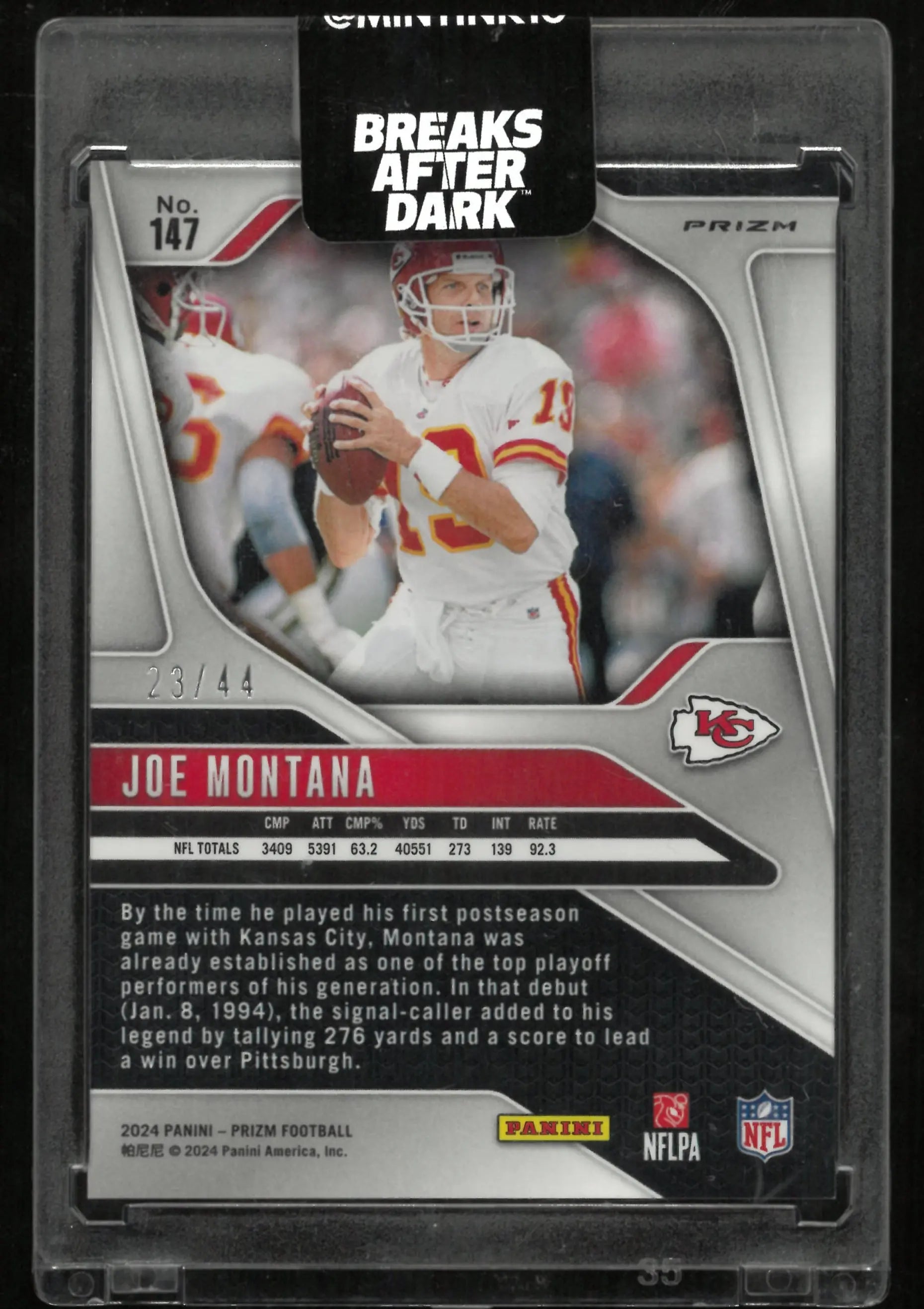 2024 Panini Prizm Joe Montana /44 Red Yellow 