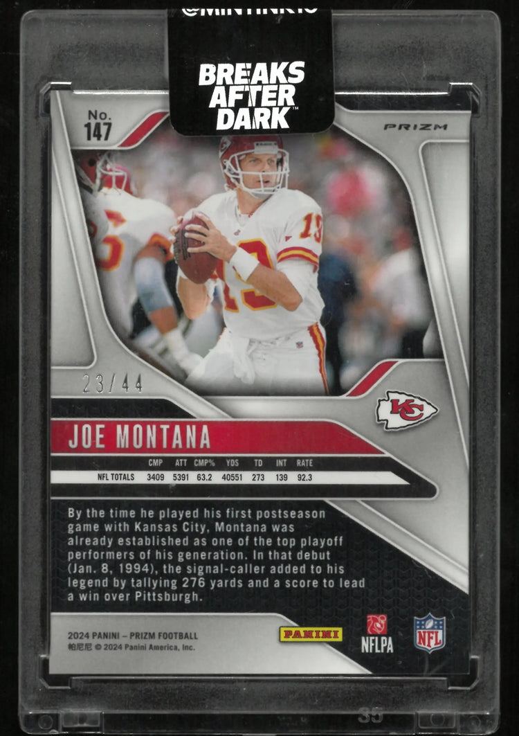 2024 Panini Prizm Joe Montana /44 Red Yellow 