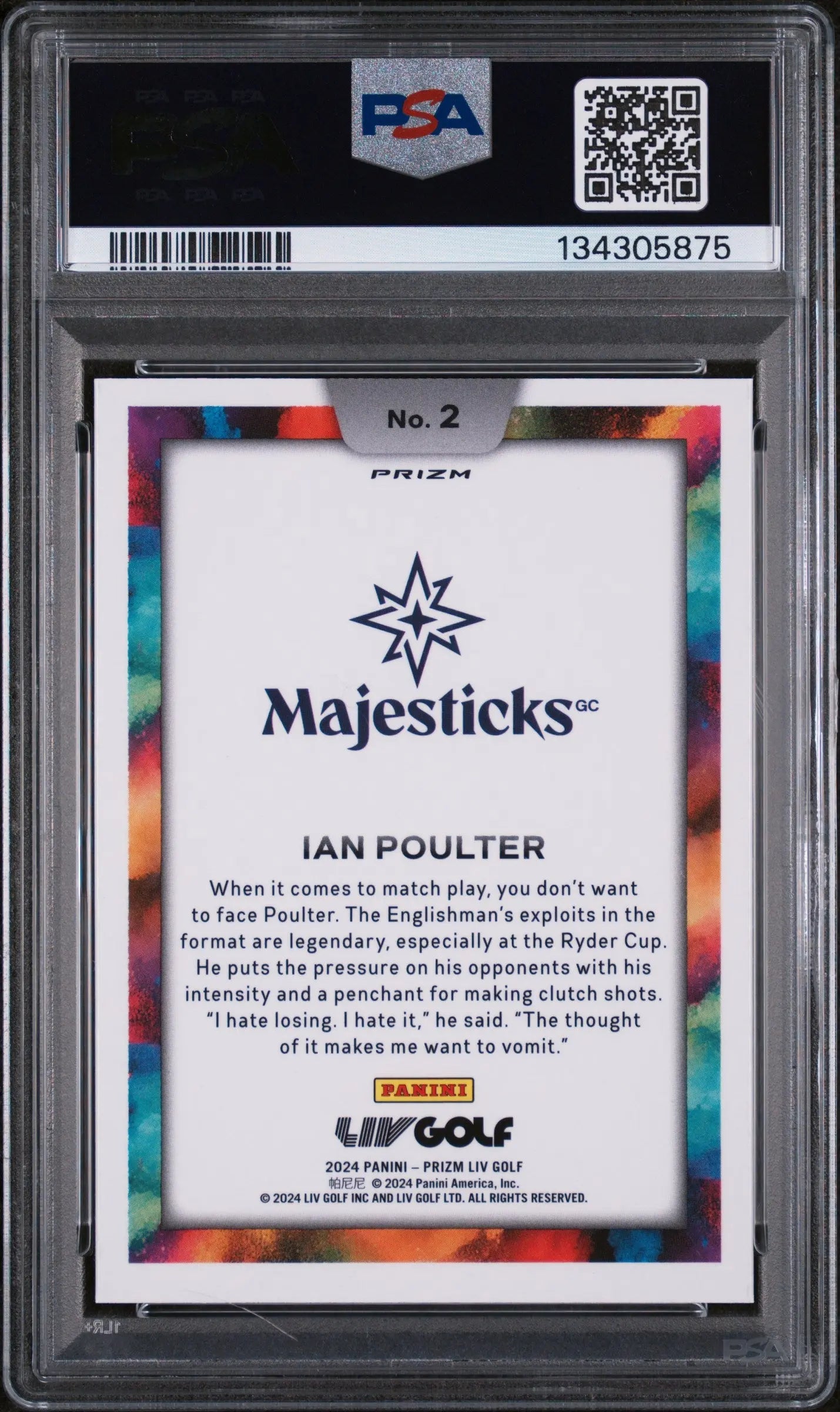 2024 Panini Prizm LIV Golf Color Blast Ian Poulter PSA 10 
