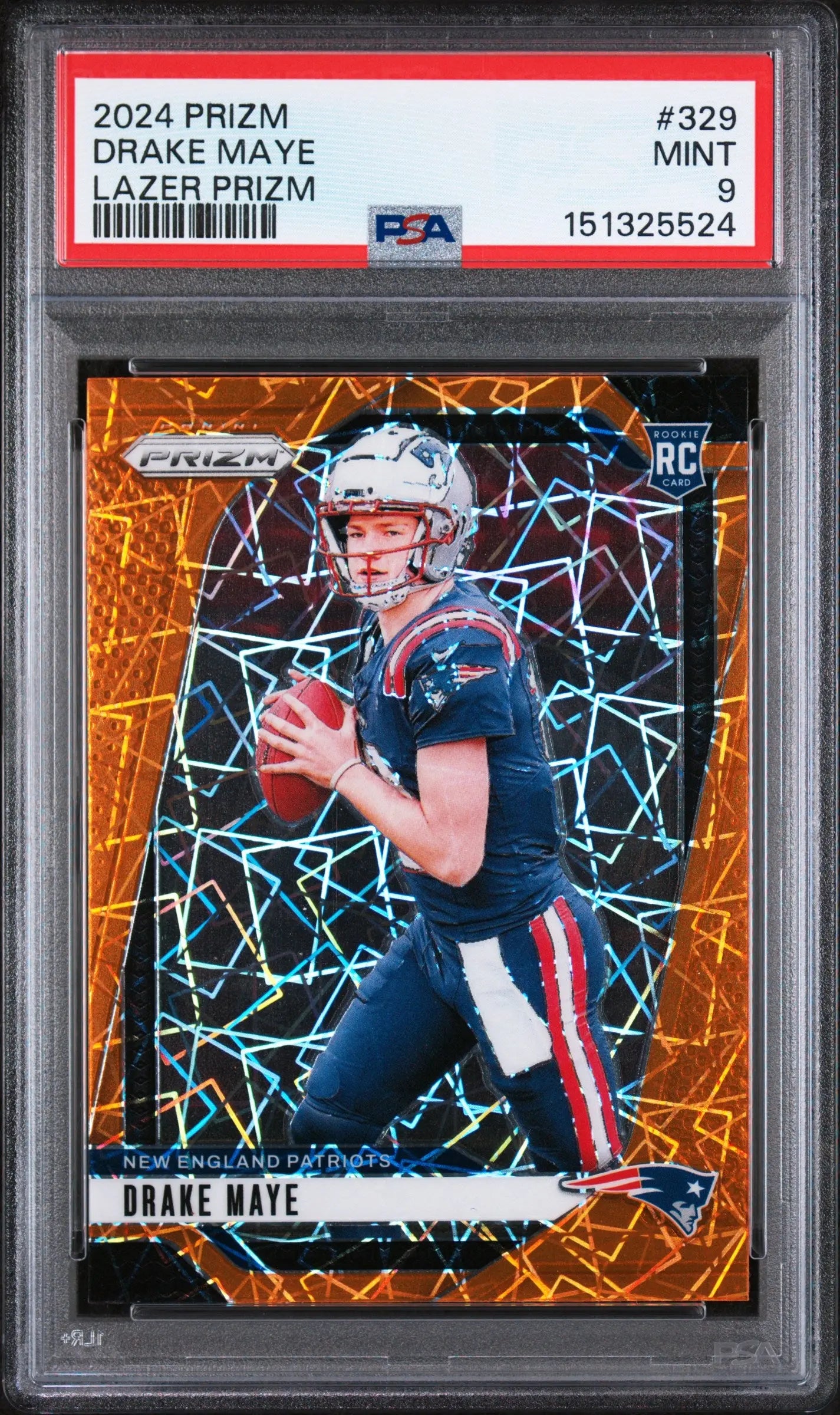 2024 Panini Prizm Lazer Prizm Rookie Drake Maye #329 PSA 9 