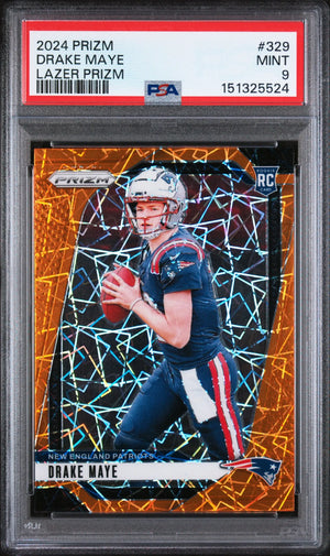 2024 Panini Prizm Lazer Prizm Rookie Drake Maye #329 PSA 9 