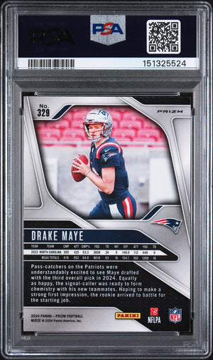 2024 Panini Prizm Lazer Prizm Rookie Drake Maye #329 PSA 9 