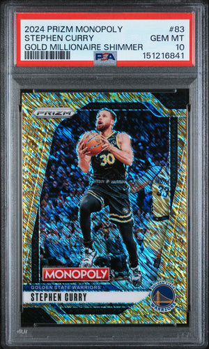 2024 Panini Prizm Monopoly Stephen Curry Gold Millionaire Shimmer /500 PSA 10 