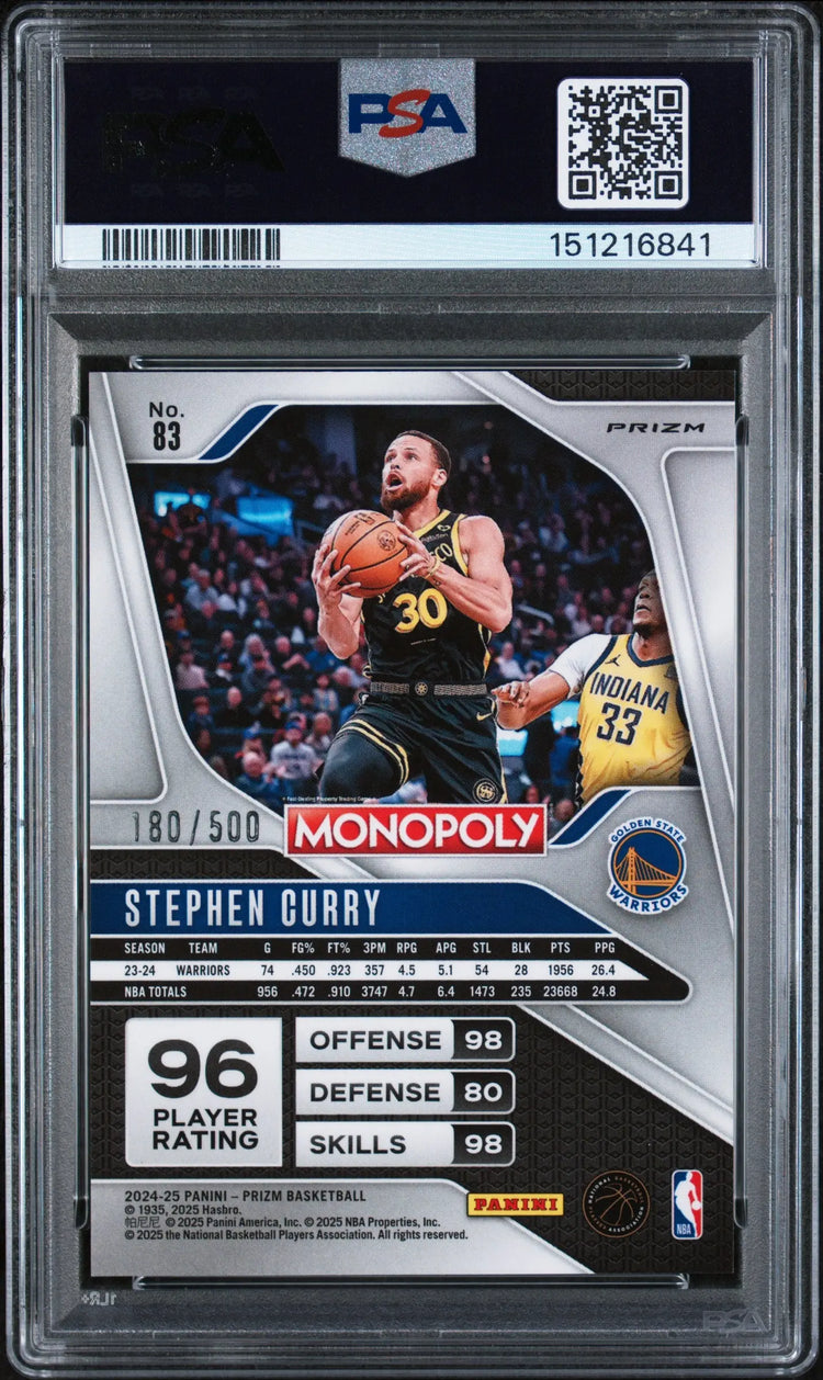 2024 Panini Prizm Monopoly Stephen Curry Gold Millionaire Shimmer /500 PSA 10 