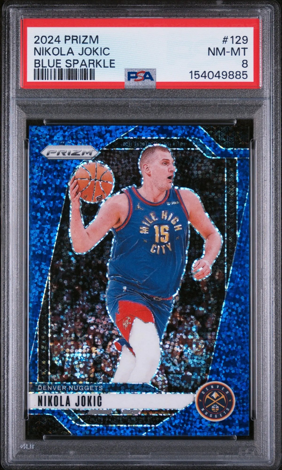 2024 Panini Prizm Nikola Jokic Blue Sparkle /144 PSA 8 