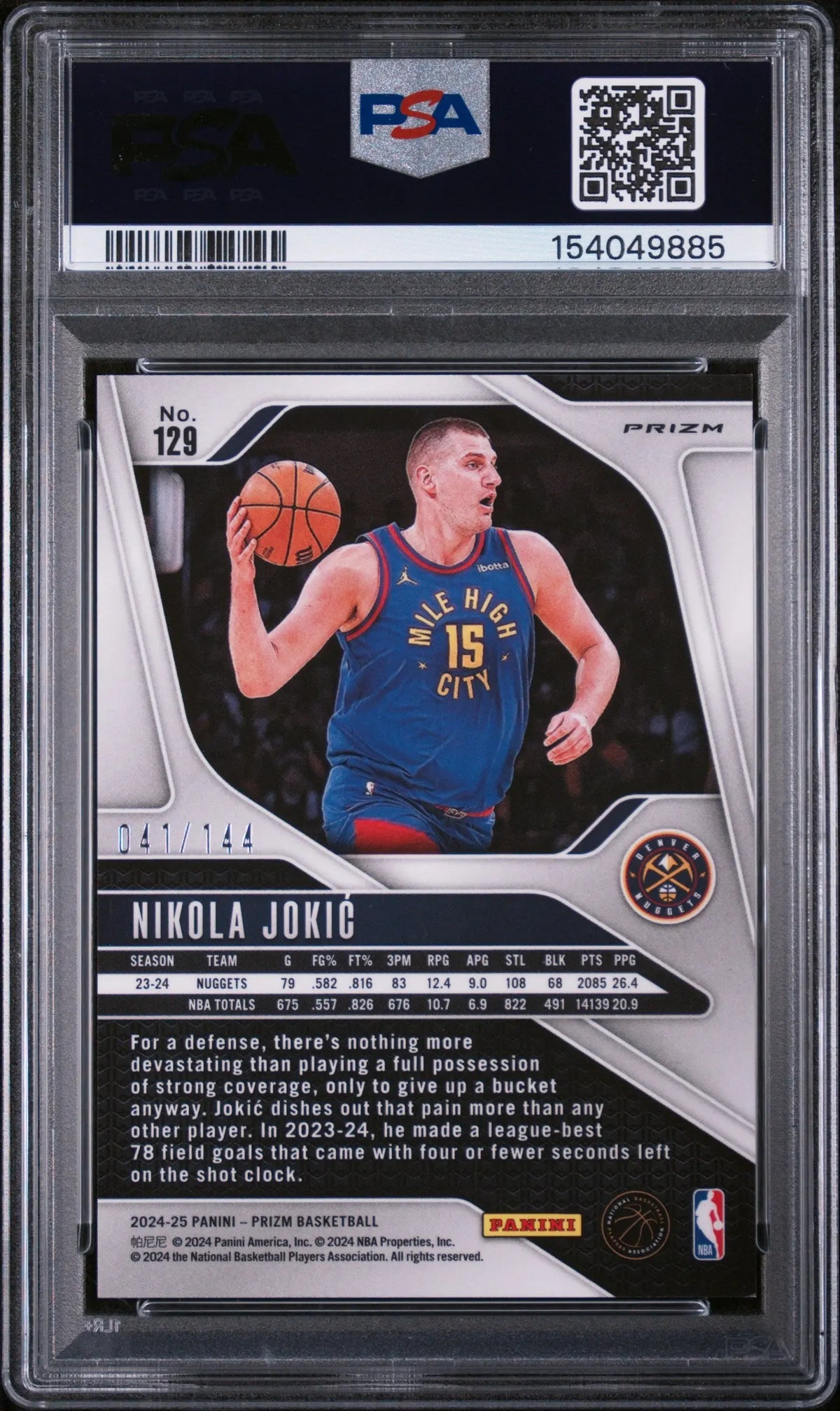 2024 Panini Prizm Nikola Jokic Blue Sparkle /144 PSA 8 