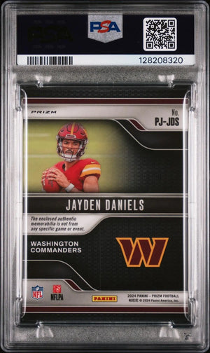 2024 Panini Prizm Premier Rookie Patch Jayden Daniels Green Pulsar RC PSA 9 