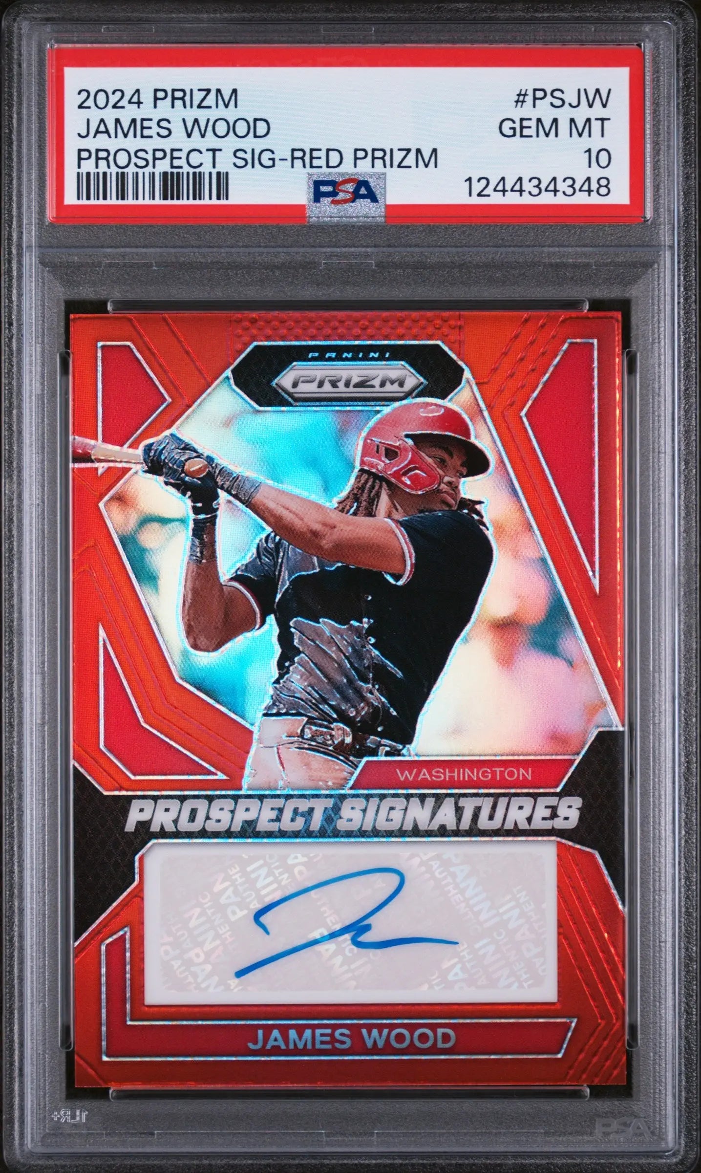 2024 Panini Prizm Prospect Signatures Autograph James Wood Auto Red /99 PSA 10 