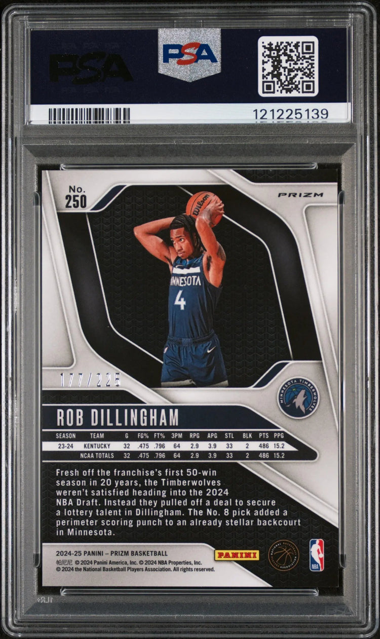 2024 Panini Prizm Rob Dillingham RC Rookie Basketball Prizm PSA 10 /225 