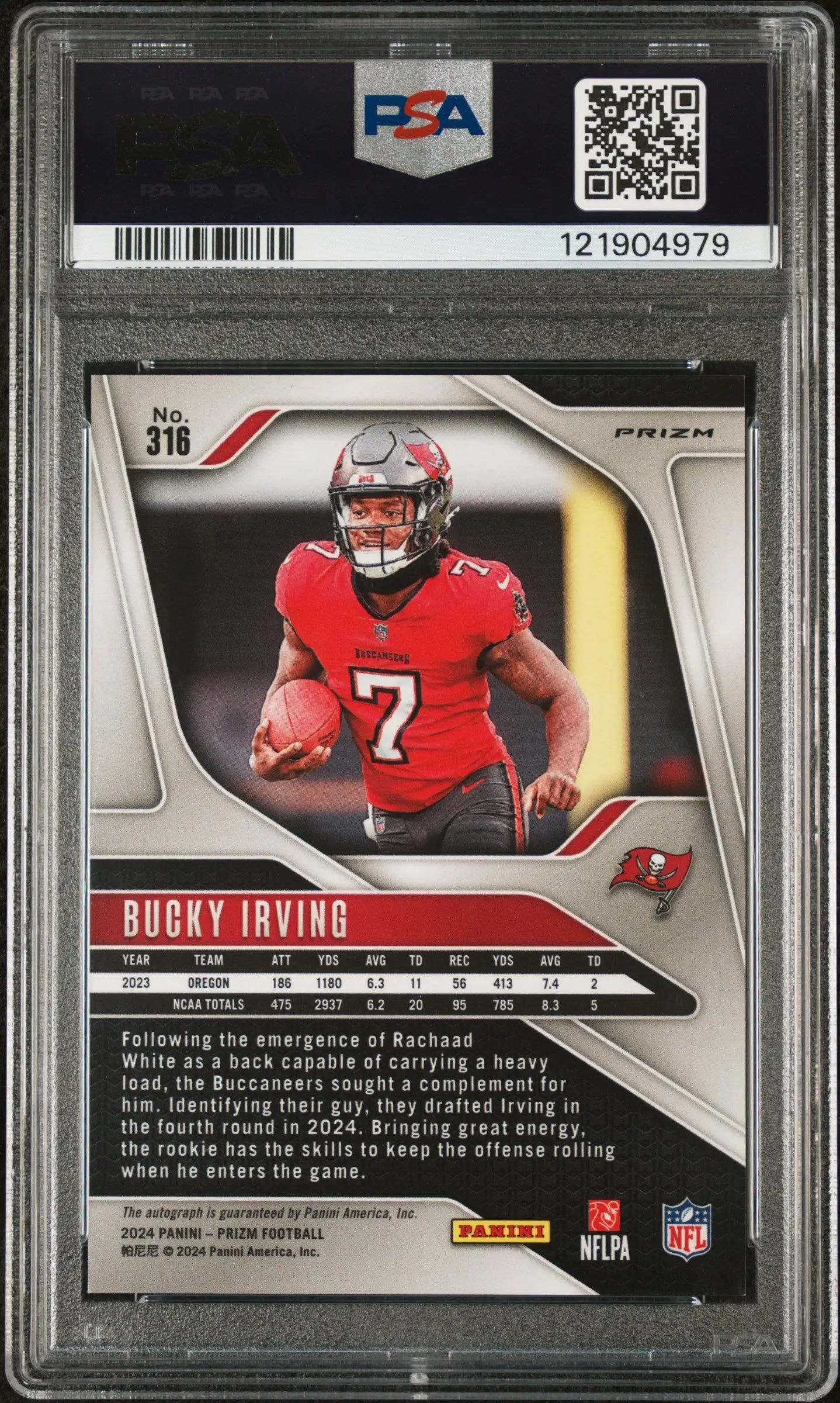 2024 Panini Prizm Rookie Autograph Bucky Irving  Auto RC PSA 9 