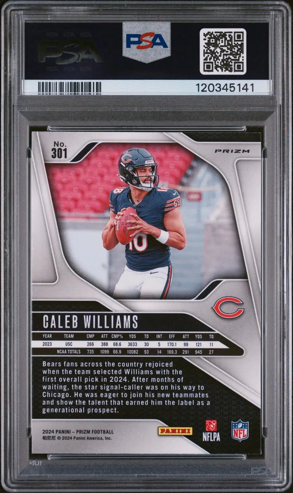 2024 Panini Prizm Rookie Caleb Williams Lazer Prizm RC PSA 9 