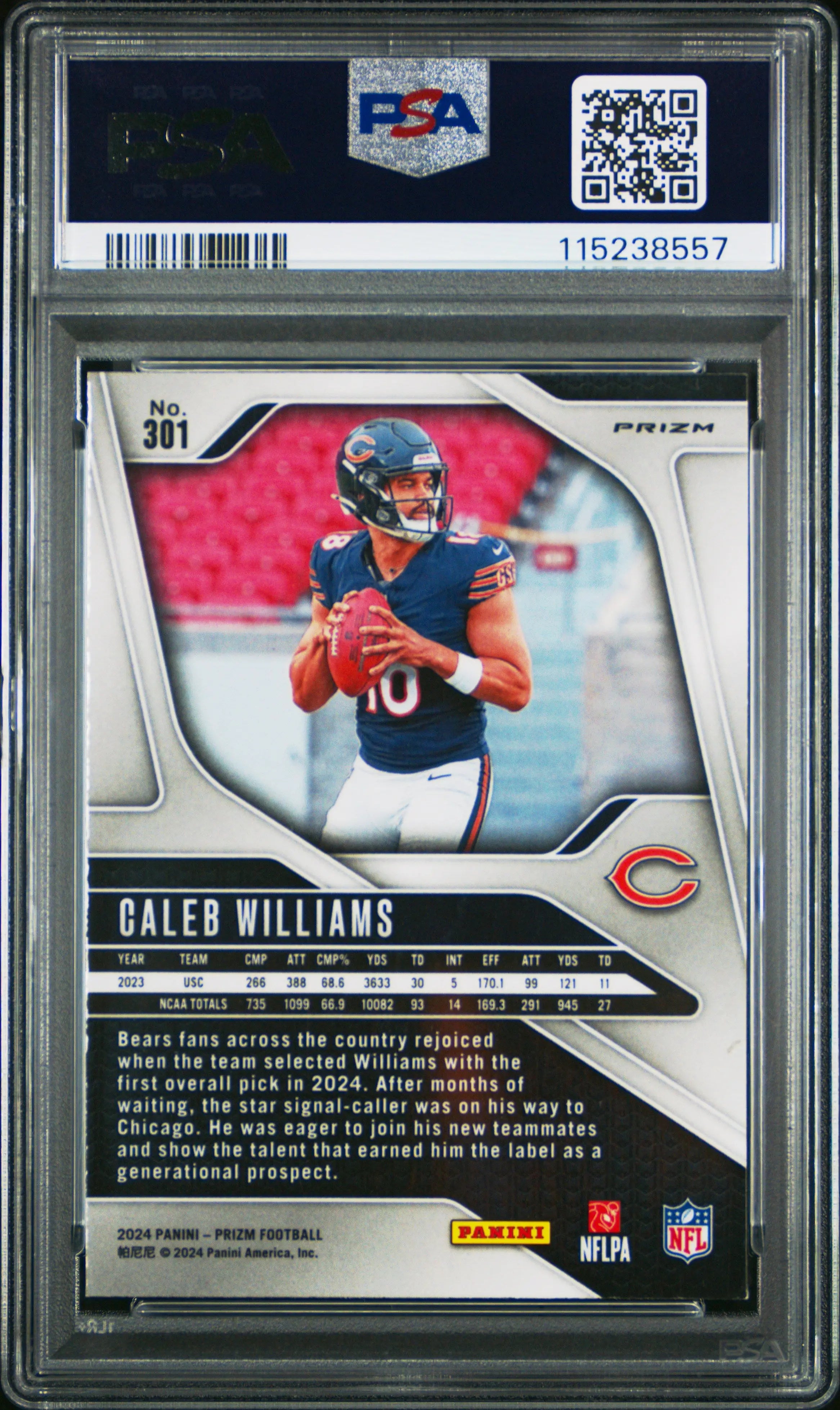 2024 Panini Prizm Rookie Caleb Williams Silver RC PSA 9 