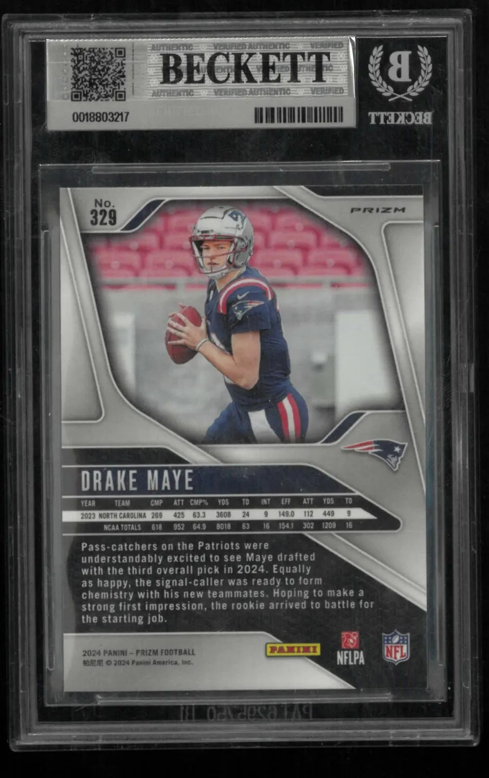 2024 Panini Prizm Rookie Drake Maye RC Green Wave BGS 9 