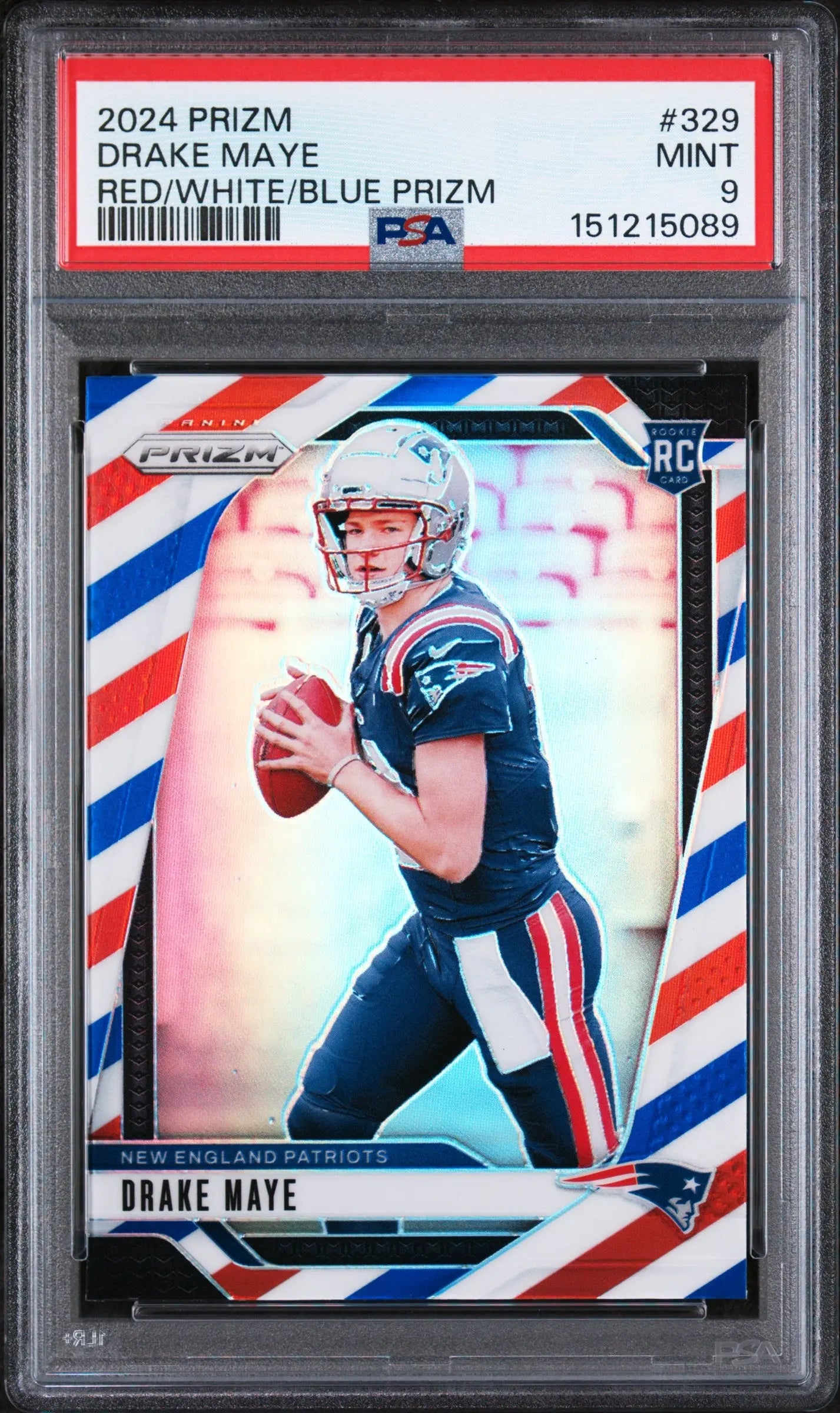 2024 Panini Prizm Rookie Drake Maye Red White Blue RC PSA 9 