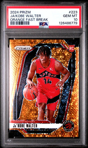 2024 Panini Prizm Rookie Ja'Kobe Walter Orange Fast Break RC /125 PSA 10 Pop 1 