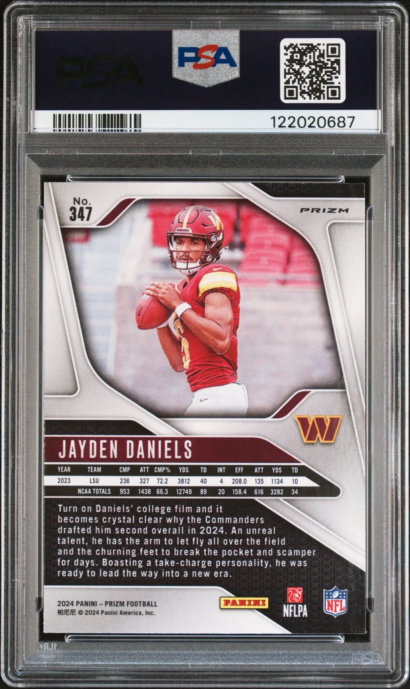 2024 Panini Prizm Rookie Jayden Daniels Pink Wave RC PSA 9 