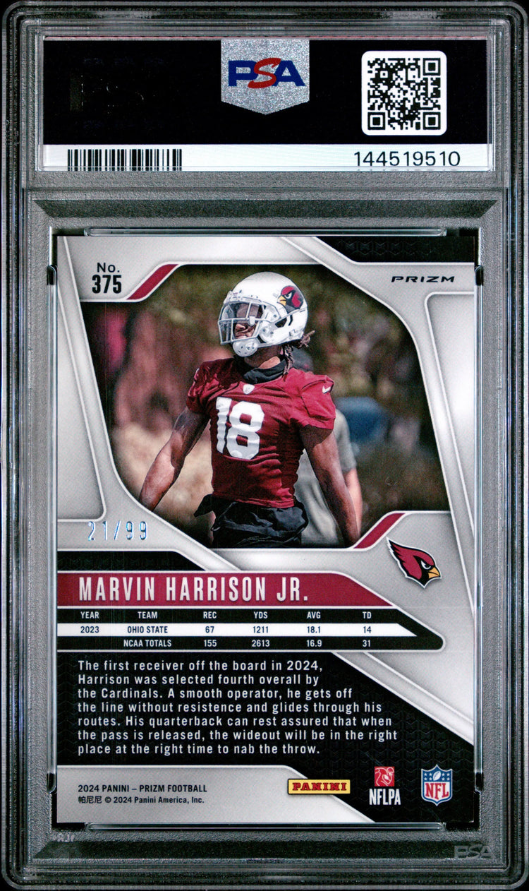 2024 Panini Prizm Rookie Marvin Harrison JR. Purple Wave RC /99 PSA 9 
